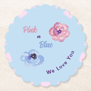 Rosa oder Blau Wir Liebe Sie Aquarellfarben Blume Untersetzer