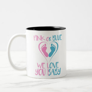 Rosa oder blau Wir Lieben Sie Baby Geschlecht offe Zweifarbige Tasse