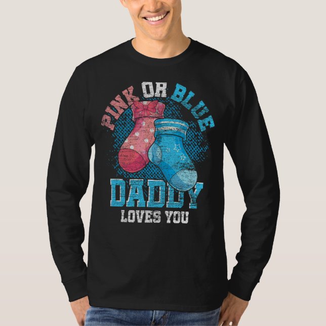 Rosa oder blaue Daddy Lieben Sie zukünftigen Vater T-Shirt (Vorderseite)
