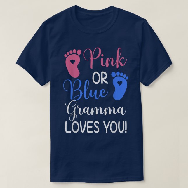 Rosa oder blaue Gramma Lieben Sie Funny Gender Rev T-Shirt (Design vorne)