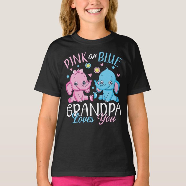 Rosa oder blaue Grandpa-Lieben Sie Elephant Baby G T-Shirt (Vorderseite)