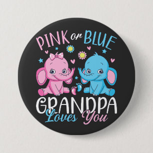 Rosa oder blaue Grandpa-Lieben Sie Elephant Baby R Button
