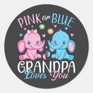Rosa oder blaue Grandpa-Lieben Sie Elephant Baby Runder Aufkleber