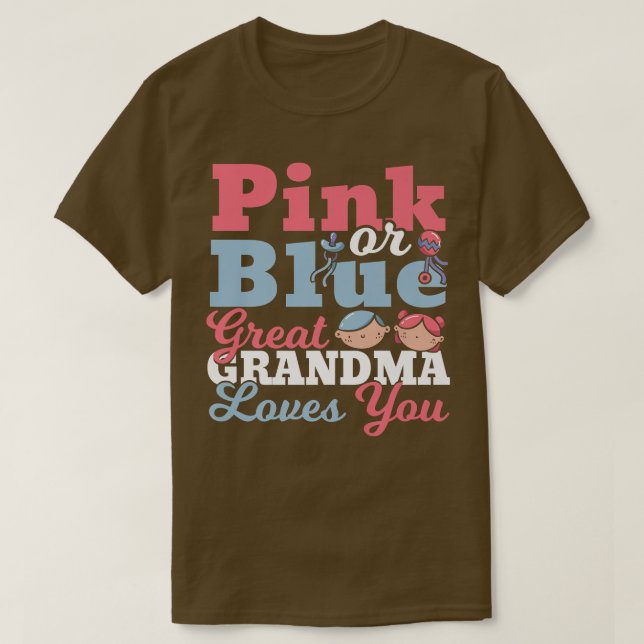 Rosa oder blaue große Oma-Lieben Sie Geschlecht ze T-Shirt (Design vorne)