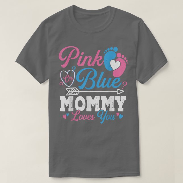 Rosa oder blaue Mami-Lieben Sie Niedliche Geschlec T-Shirt (Design vorne)