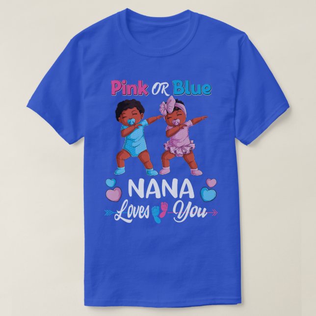 Rosa oder blaue Nana-Lieben, die das Schwarze Baby T-Shirt (Design vorne)