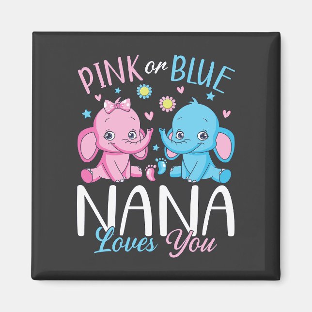 Rosa oder blaue Nana Lieben Sie Elephant Square Magnet (Vorne)