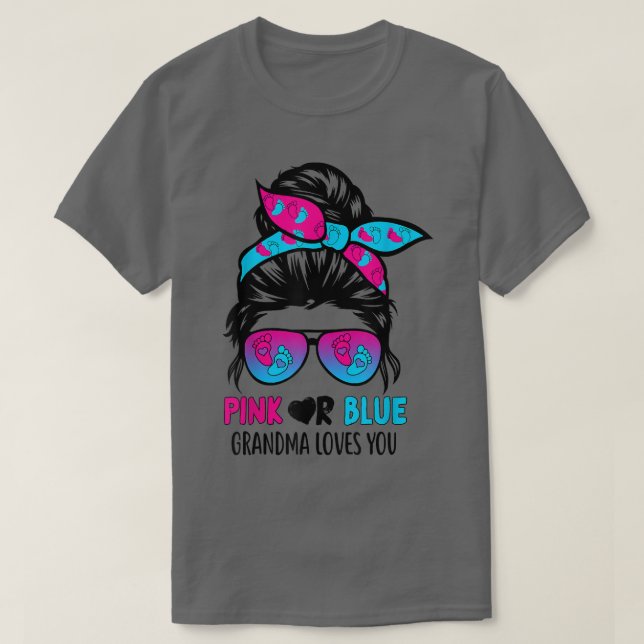 Rosa oder blaue Oma Lieben, die Sie Messy Bun Hair T-Shirt (Design vorne)