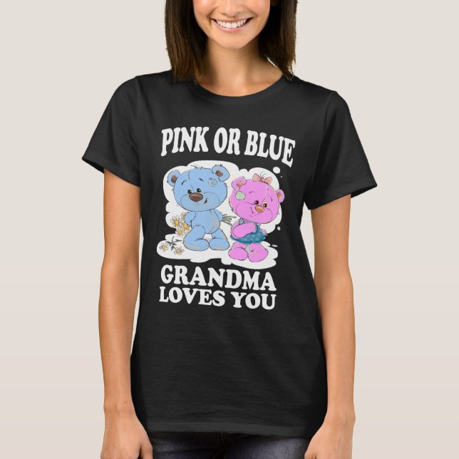 Rosa oder blaue Oma-Lieben Sie Gender Reveal Shirt (Vorderseite)