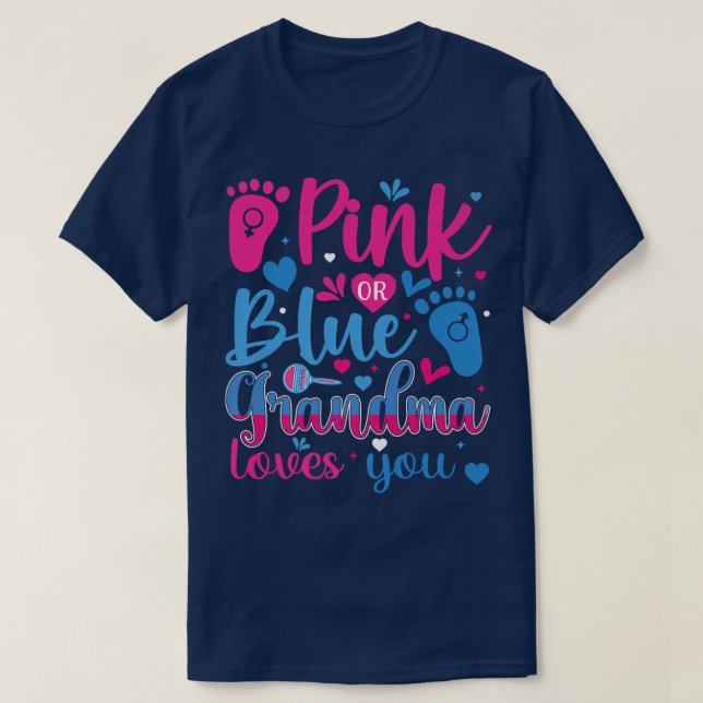 Rosa oder blaue Oma-Lieben YouGender Reveal Appare T-Shirt (Design vorne)