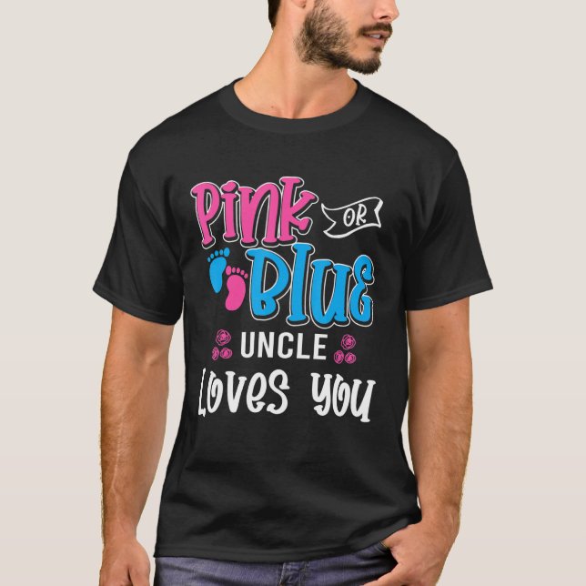 Rosa oder blaue Onkel Lieben Sie lustige Geschlech T-Shirt (Vorderseite)