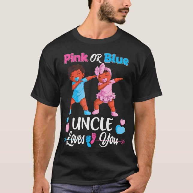 Rosa oder blaue Onkel Lieben Sie Schwarzes Baby Ge T-Shirt (Vorderseite)