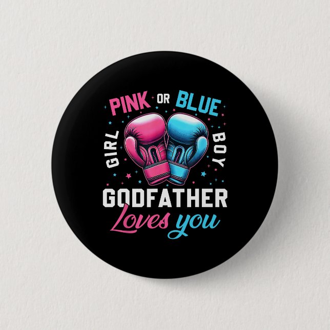 Rosa oder blaue Pate Lieben Sie Boxing Geschlecht  Button (Vorderseite)