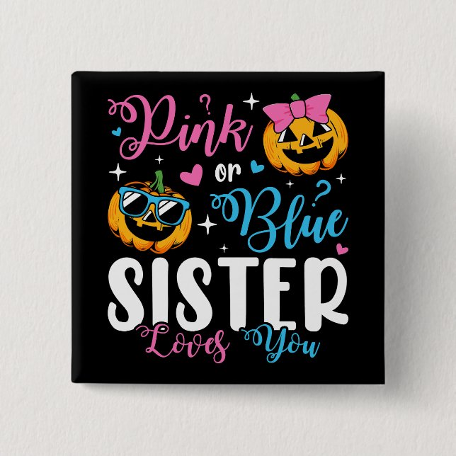 Rosa oder blaue Schwänze Lieben Sie Pumpkin Baby S Button (Vorderseite)