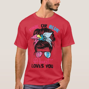 Rosa oder blaue Tante Lieben Sie Messy Bun Gender T-Shirt