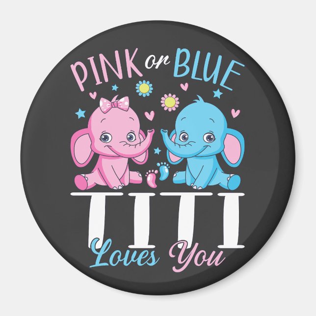 Rosa oder blaue Titi Lieben Sie Elephant Baby Circ Magnet (Vorne)
