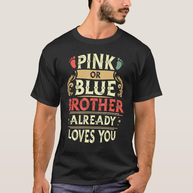 Rosa oder blauer Bruder bereits Lieben Sie Retro T-Shirt (Vorderseite)