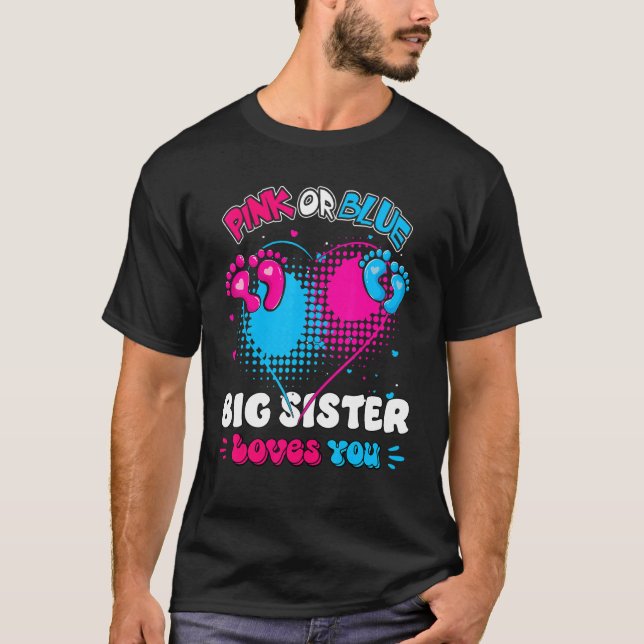 Rosa oder blaues Herz Big Brother Lieben Sie Dusch T-Shirt (Vorderseite)