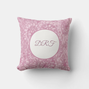 Rosa oder farblich gestrichene Blume mit Monogramm Kissen