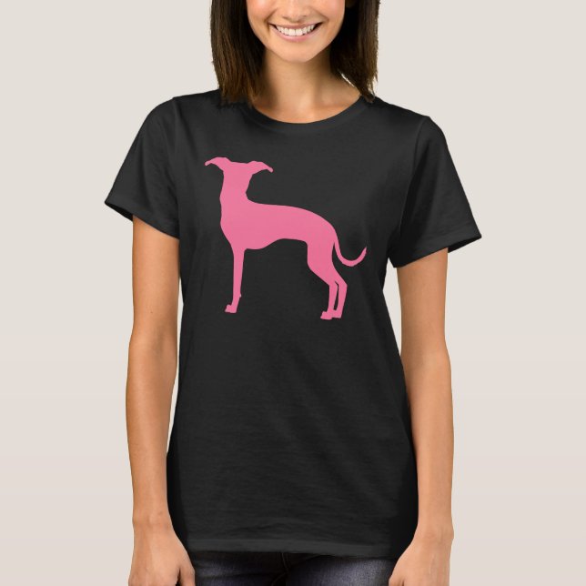Rosa (oder Ihre Farbe) italienische Greyhound-Silh T-Shirt (Vorderseite)