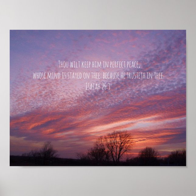 Rosa Oklahoma Sonnenuntergang mit Bäumen und Bibel Poster (Vorne)