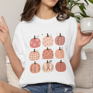 Rosa Oktober Brustkrebs-Bewusstsein Rosa Kürbis T-Shirt