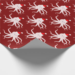 Rosa Oktopus in der Weihnachtsmannmütze Weihnacht Geschenkpapier