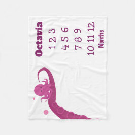 Rosa Oktopus Name Milestone Fleece Blankon