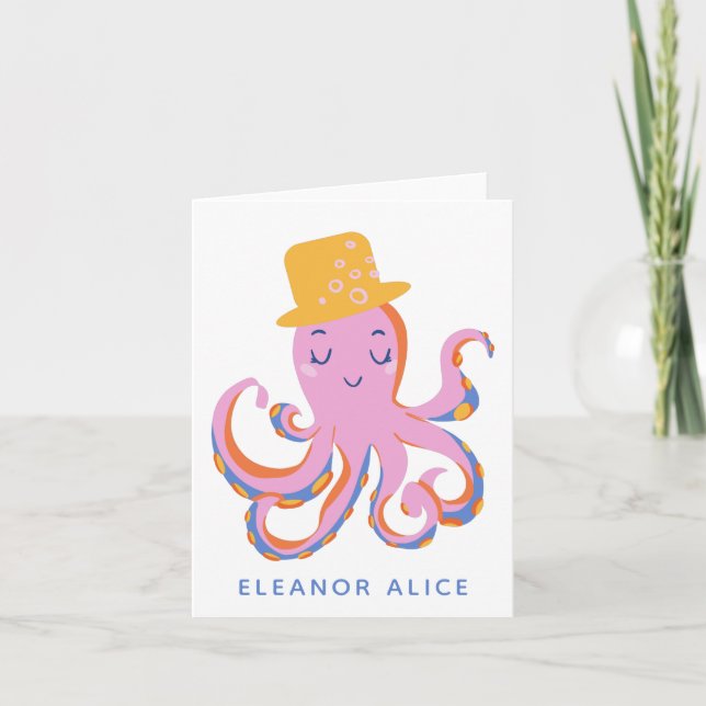 Rosa Oktopus Quirky Tanzen Tier Personalisiert (Vorderseite)