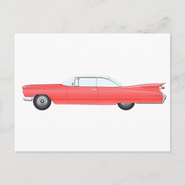 Rosa Oldtimer Postkarte (Vorderseite)