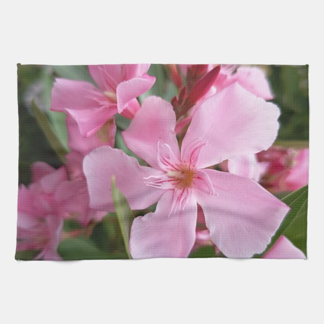 Rosa Oleander Blumen Küchentuch (Horizontal)