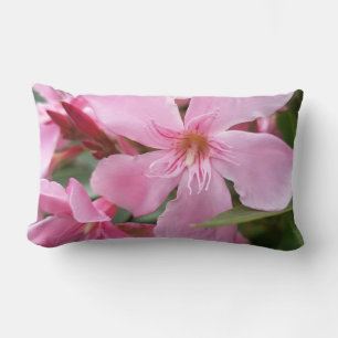 Rosa Oleander-Blumen-Wurfkissen Elegante Botanik Lendenkissen