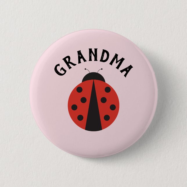 Rosa Oma-Taste für Ladybug-Babydusche Button (Vorderseite)