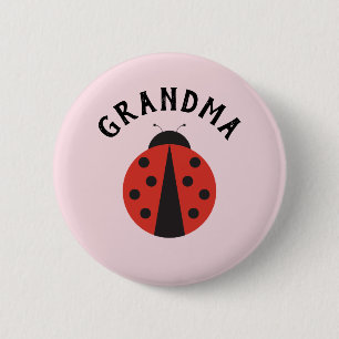 Rosa Oma-Taste für Ladybug-Babydusche Button