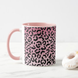 Rosa Ombre Black Leopard Print Tasse