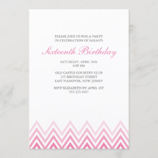 Rosa Ombre Chevrons Geburtstag Einladung