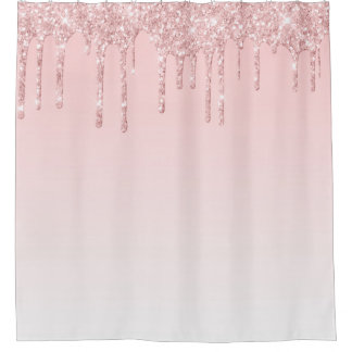 Rosa Ombre. Dripping Glitzer Duschvorhang