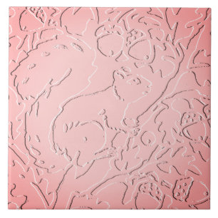 Rosa Ombre Eichhörnchen Wald geprägte Eichel Eiche Fliese