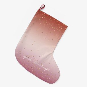 Rosa Ombre Gold Glitzer Confetti Großer Weihnachtsstrumpf