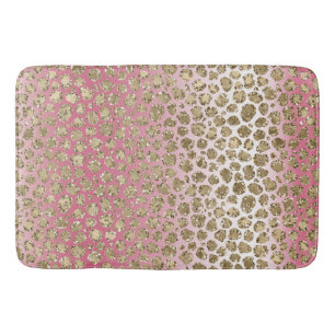 Rosa Ombre Gold Glitzer Glitz Leopard Print      Badematte