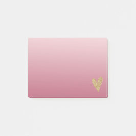 Rosa Ombre Gold Glitzer Herz Post-it Klebezettel