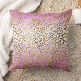 Rosa Ombre Gold Leopard Print Kissen