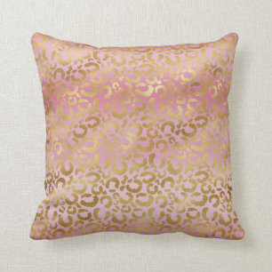 Rosa Ombre Gold Leopard Print       Kissen