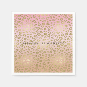 Rosa Ombre Gold Leopard Print Serviette