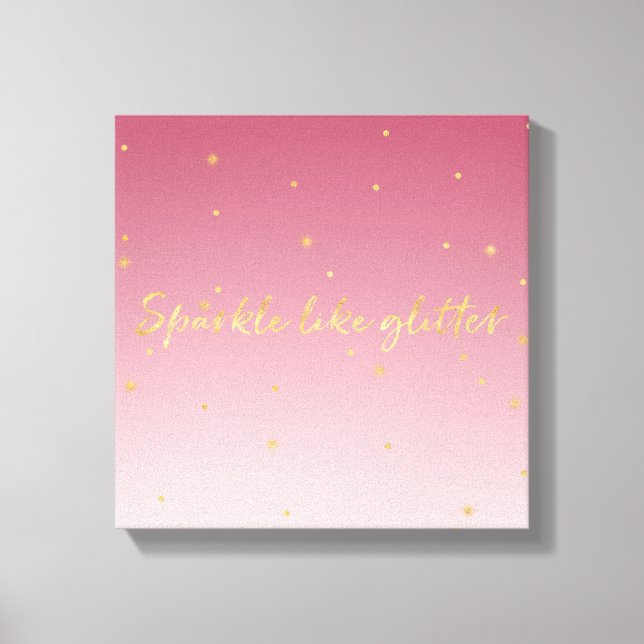 Rosa Ombre Gold Sparkle Leinwanddruck (Vorderseite)