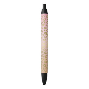 Rosa Ombre Goldleopard-Druck Kugelschreiber