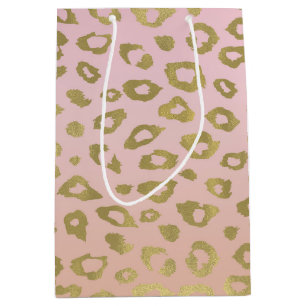Rosa Ombre Goldleopard-Druck Mittlere Geschenktüte