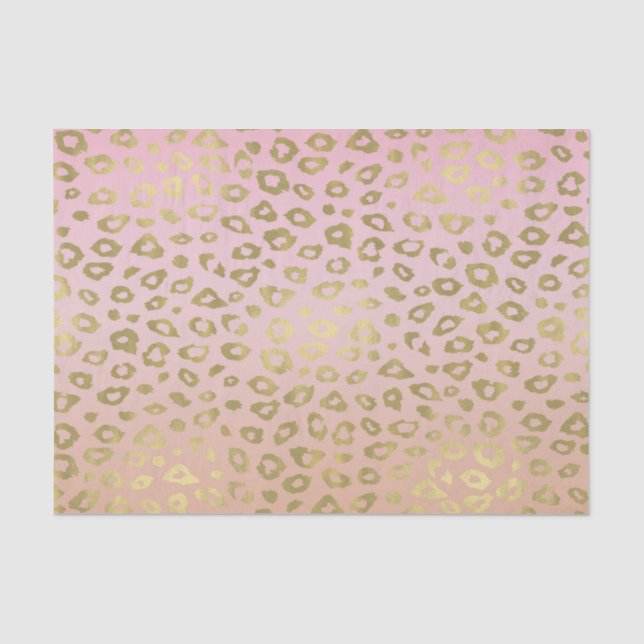 Rosa Ombre Goldleopard-Druck Seidenpapier (Vorderseite)