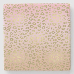 Rosa Ombre Goldleopard-Druck Steinuntersetzer