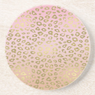 Rosa Ombre Goldleopard-Druck Untersetzer